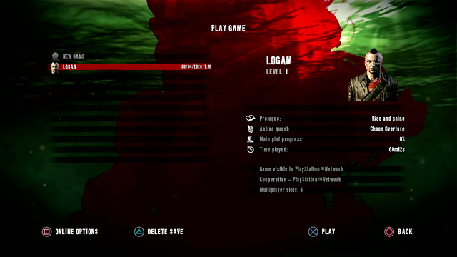 In-game saves list with original save