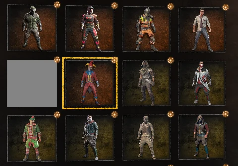 In-game screenshot of unlocked player outfits.